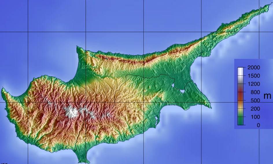 キプロス山脈地図 地図のキプロス山 南欧諸国 ヨーロッパ