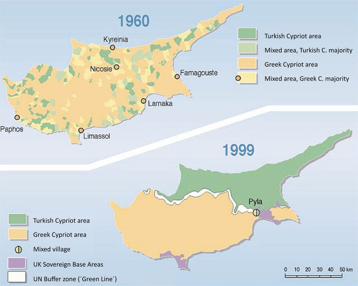 トルコのキプロスの地図
