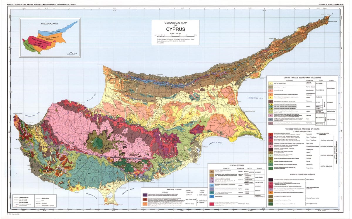キプロスの地理的地図