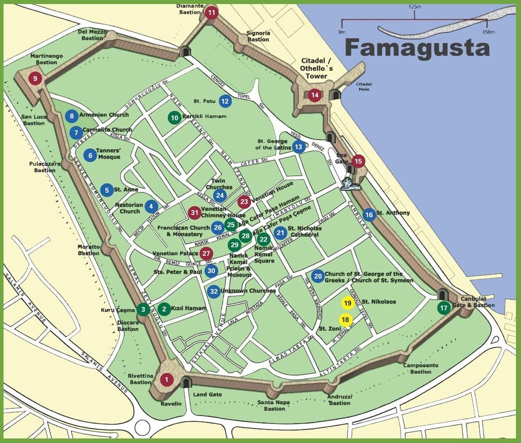 地図famagusta北キプロス