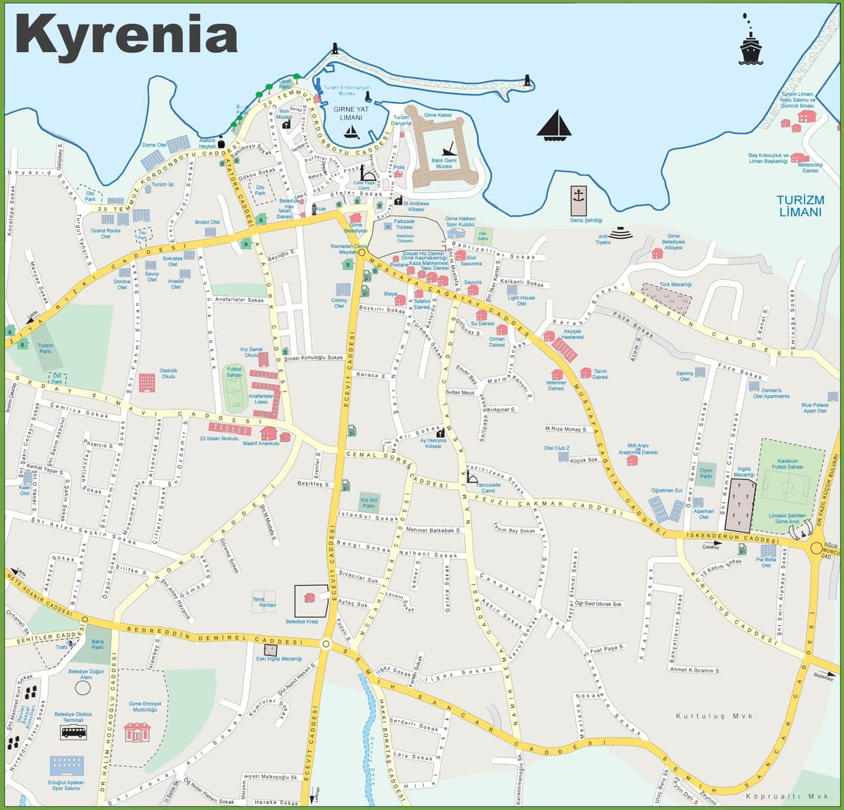 地図の北キプロスkyrenia
