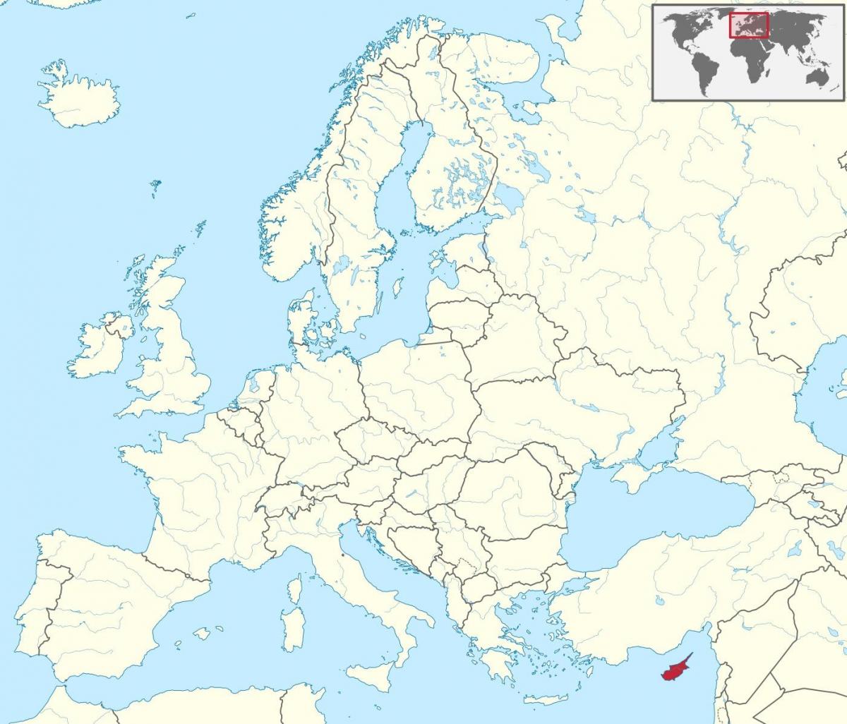 世界地図を示すキプロス