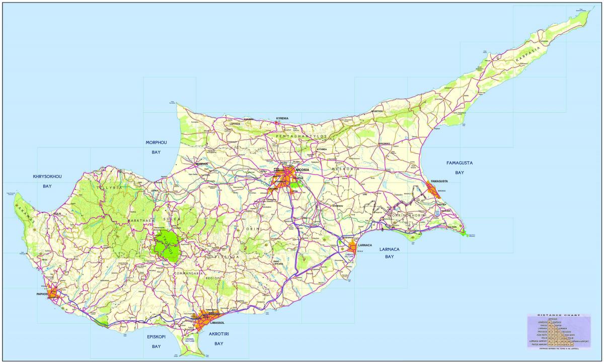 地図の道路キプロス