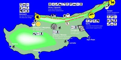 キプロスのハイキングコースの地図
