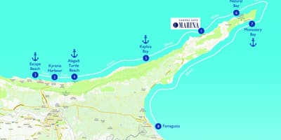 地図のタートルビーチ、キプロス
